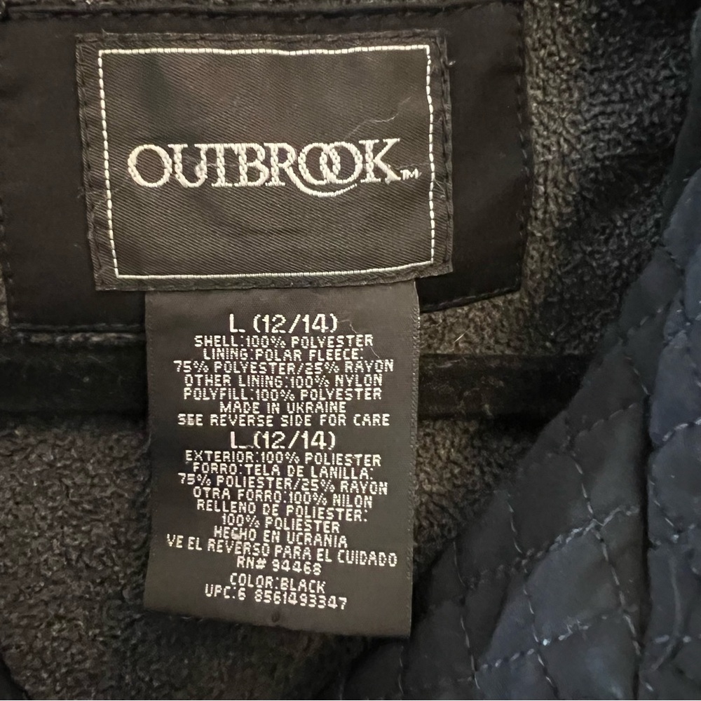Outbrook‎ Classic Black Quilted Overcoat Jacket Large 12/14 Good Condition - Picture 3 of 11
